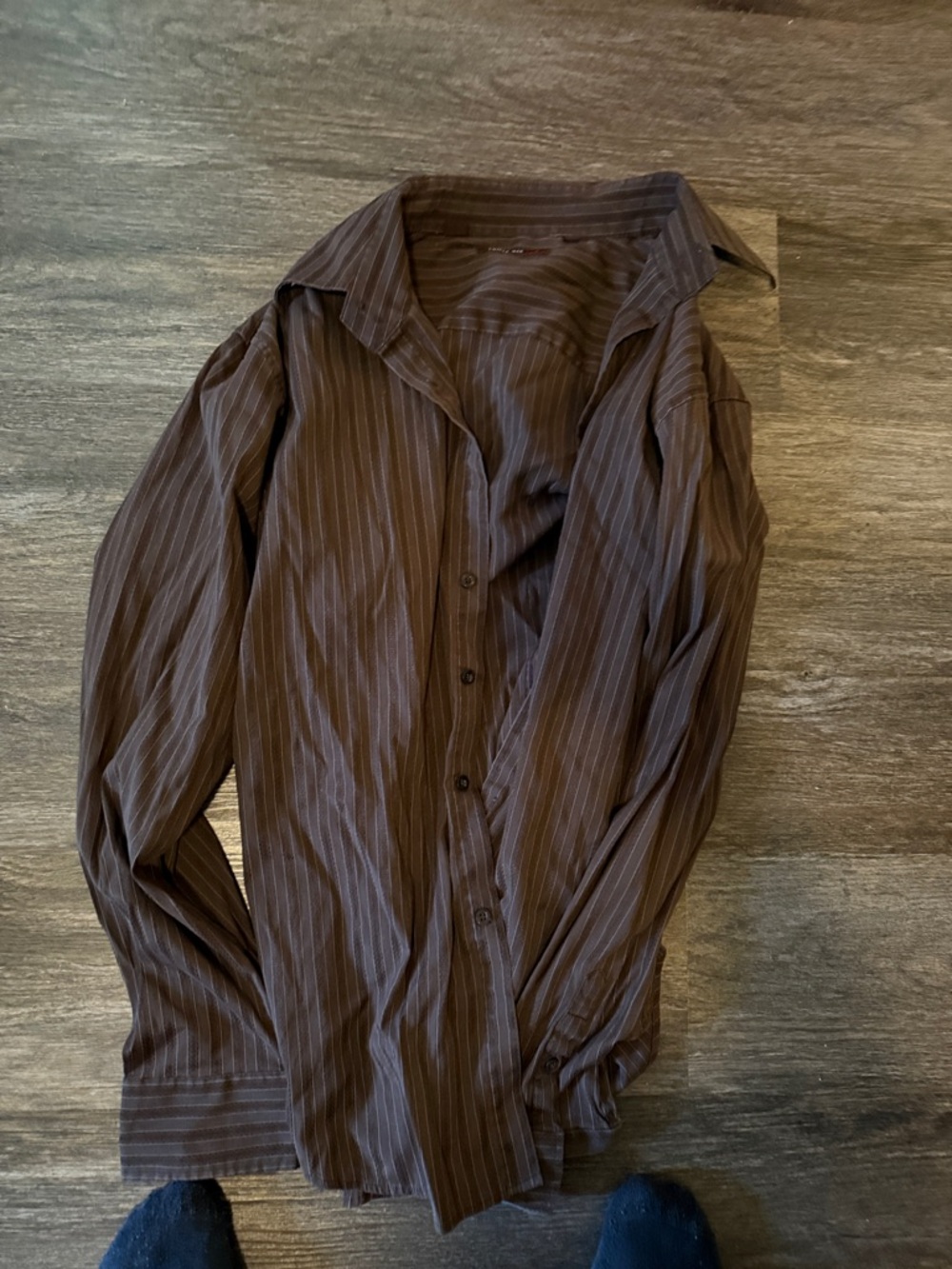 Men's Brown Pinstripe Dress Shirt